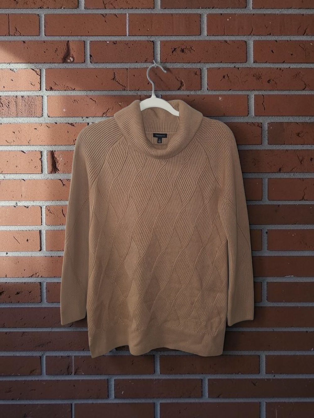 Talbots Camel Cable Cowl Neck Sweater